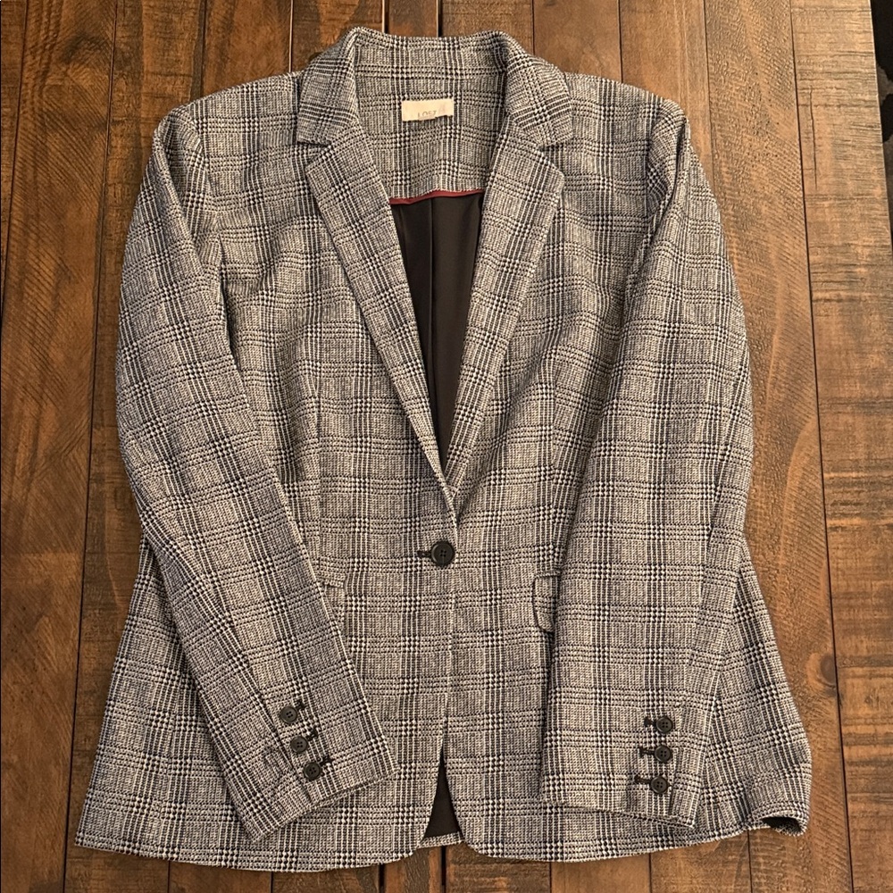 LOFT Black and White Herringbone Blazer